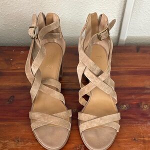 Franco Sarto Tan Strappy Heels
